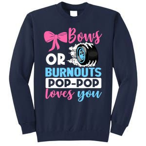 Burnouts or Bows Pop Pop loves you Gender Reveal party Baby Tall Sweatshirt