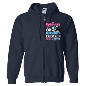 Burnouts or Bows Pop Pop loves you Gender Reveal party Baby Full Zip Hoodie