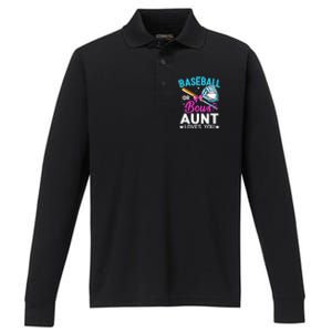 Baseball Or Bows Aunt Loves You Gender Reveal Performance Long Sleeve Polo