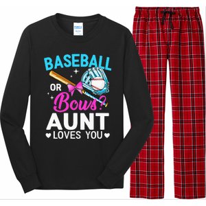 Baseball Or Bows Aunt Loves You Gender Reveal Long Sleeve Pajama Set