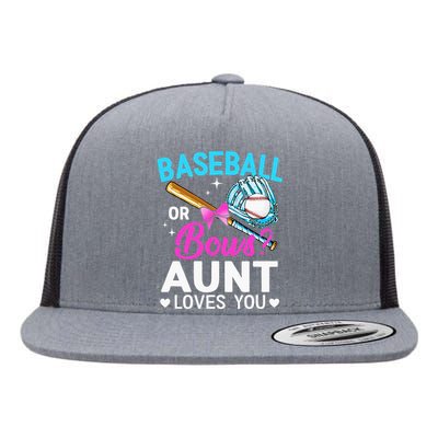 Baseball Or Bows Aunt Loves You Gender Reveal Flat Bill Trucker Hat