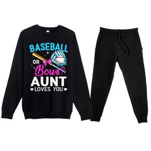 Baseball Or Bows Aunt Loves You Gender Reveal Premium Crewneck Sweatsuit Set