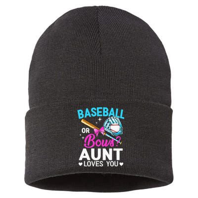 Baseball Or Bows Aunt Loves You Gender Reveal Sustainable Knit Beanie