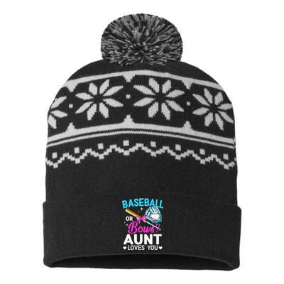 Baseball Or Bows Aunt Loves You Gender Reveal USA-Made Snowflake Beanie