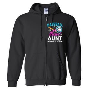 Baseball Or Bows Aunt Loves You Gender Reveal Full Zip Hoodie