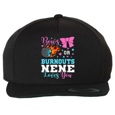 Burnouts Or Bows Nene Loves You Gender Reveal Party Baby Wool Snapback Cap