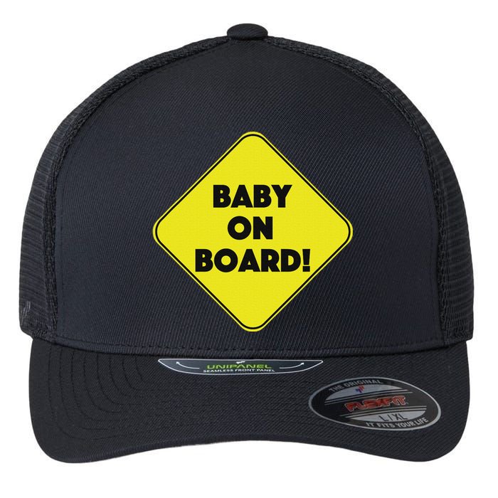 Baby On Board Sign Funny Pregnancy Flexfit Unipanel Trucker Cap