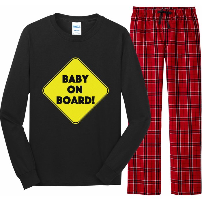 Baby On Board Sign Funny Pregnancy Long Sleeve Pajama Set