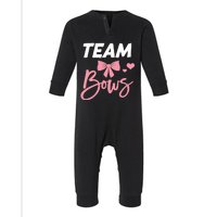 Burnouts Or Bows Team Boy Team Girl Gender Reveal Infant Fleece One Piece