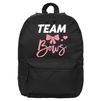 Burnouts Or Bows Team Boy Team Girl Gender Reveal 16 in Basic Backpack