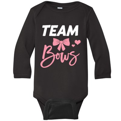 Burnouts Or Bows Team Boy Team Girl Gender Reveal Baby Long Sleeve Bodysuit