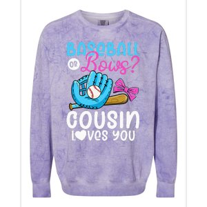 Baseball Or Bows Cousin Loves You Pink or Blue Gender Reveal Colorblast Crewneck Sweatshirt