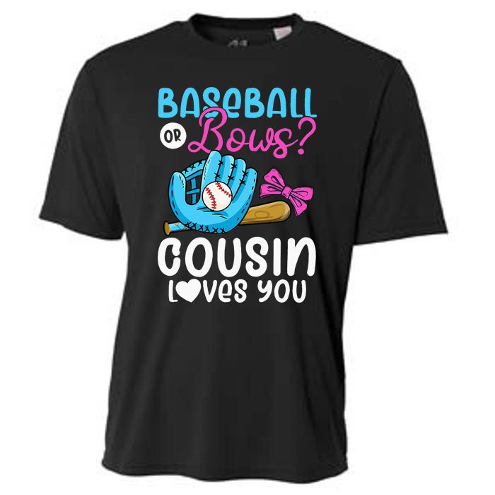 Baseball Or Bows Cousin Loves You Pink or Blue Gender Reveal Cooling Performance Crew T-Shirt