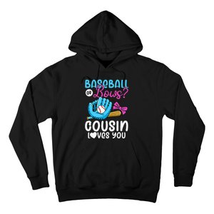 Baseball Or Bows Cousin Loves You Pink or Blue Gender Reveal Hoodie