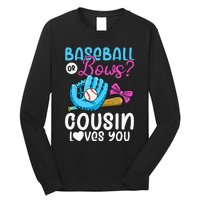 Baseball Or Bows Cousin Loves You Pink or Blue Gender Reveal Long Sleeve Shirt