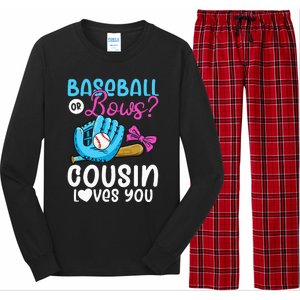 Baseball Or Bows Cousin Loves You Pink or Blue Gender Reveal Long Sleeve Pajama Set