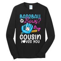 Baseball Or Bows Cousin Loves You Pink or Blue Gender Reveal Tall Long Sleeve T-Shirt