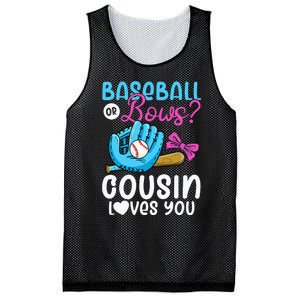 Baseball Or Bows Cousin Loves You Pink or Blue Gender Reveal Mesh Reversible Basketball Jersey Tank