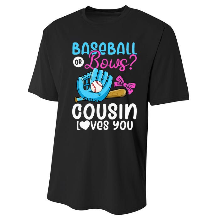 Baseball Or Bows Cousin Loves You Pink or Blue Gender Reveal Performance Sprint T-Shirt