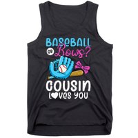 Baseball Or Bows Cousin Loves You Pink or Blue Gender Reveal Tank Top