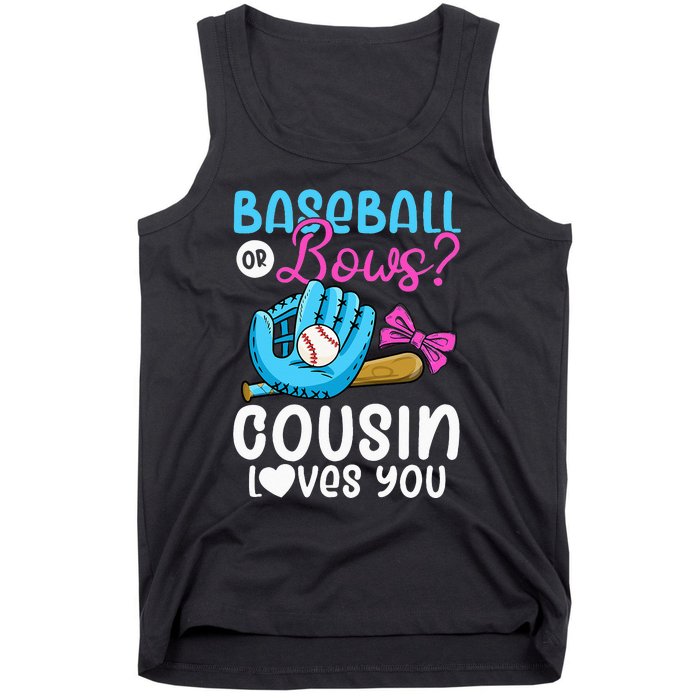 Baseball Or Bows Cousin Loves You Pink or Blue Gender Reveal Tank Top