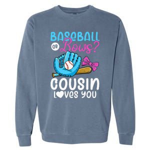 Baseball Or Bows Cousin Loves You Pink or Blue Gender Reveal Garment-Dyed Sweatshirt