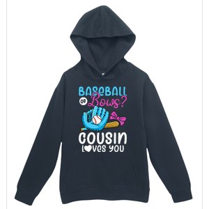 Baseball Or Bows Cousin Loves You Pink or Blue Gender Reveal Urban Pullover Hoodie