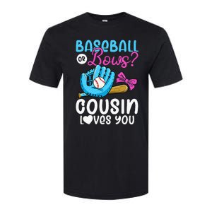 Baseball Or Bows Cousin Loves You Pink or Blue Gender Reveal Softstyle CVC T-Shirt