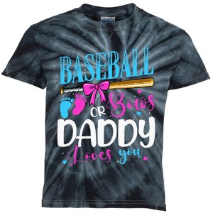 Baseball Or Bows Daddy Loves You Pink or Blue Gender Reveal Kids Tie-Dye T-Shirt