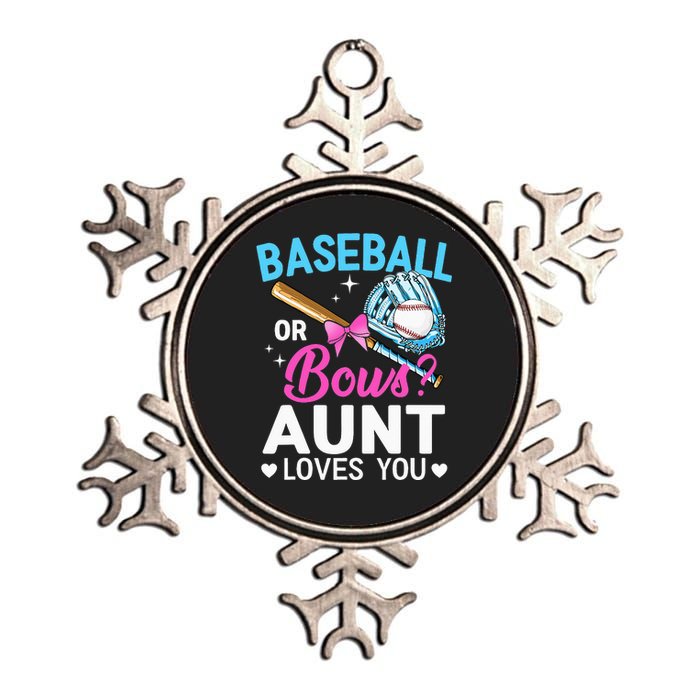 Baseball Or Bows Aunt Loves You Gender Reveal Metallic Star Ornament