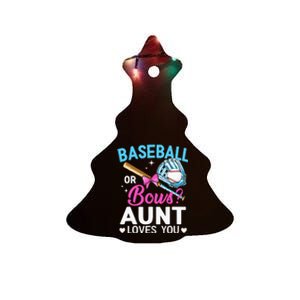 Baseball Or Bows Aunt Loves You Gender Reveal Ceramic Tree Ornament