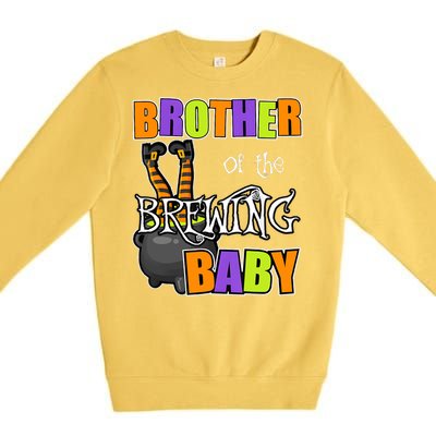 Brother Of Brewing Baby Halloween Theme Baby Shower Spooky Premium Crewneck Sweatshirt