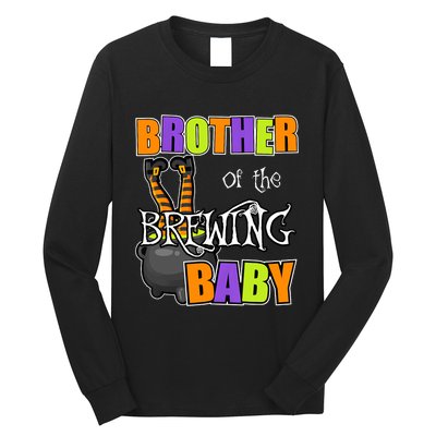 Brother Of Brewing Baby Halloween Theme Baby Shower Spooky Long Sleeve Shirt