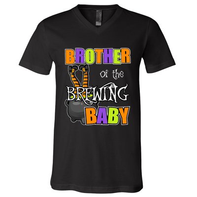 Brother Of Brewing Baby Halloween Theme Baby Shower Spooky V-Neck T-Shirt