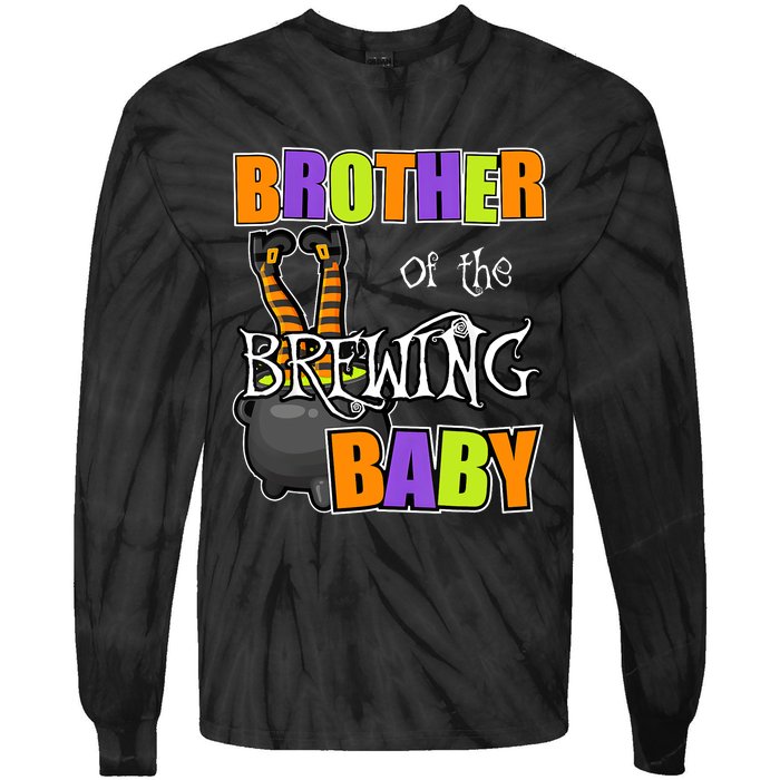 Brother Of Brewing Baby Halloween Theme Baby Shower Spooky Tie-Dye Long Sleeve Shirt