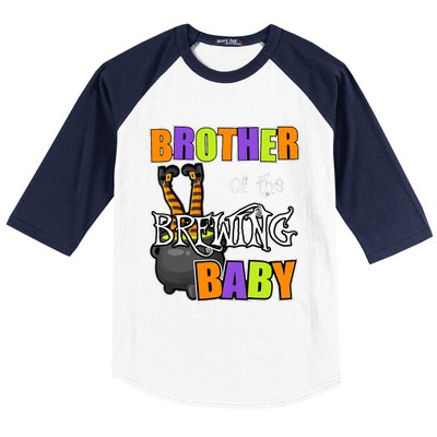 Brother Of Brewing Baby Halloween Theme Baby Shower Spooky Baseball Sleeve Shirt