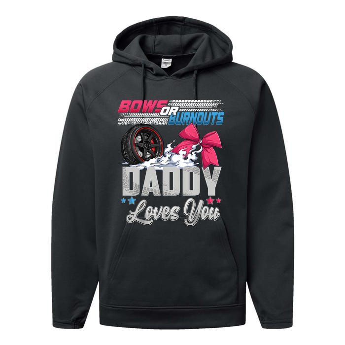 Burnouts Or Bows Gender Reveal Party Announcement Daddy Performance Fleece Hoodie