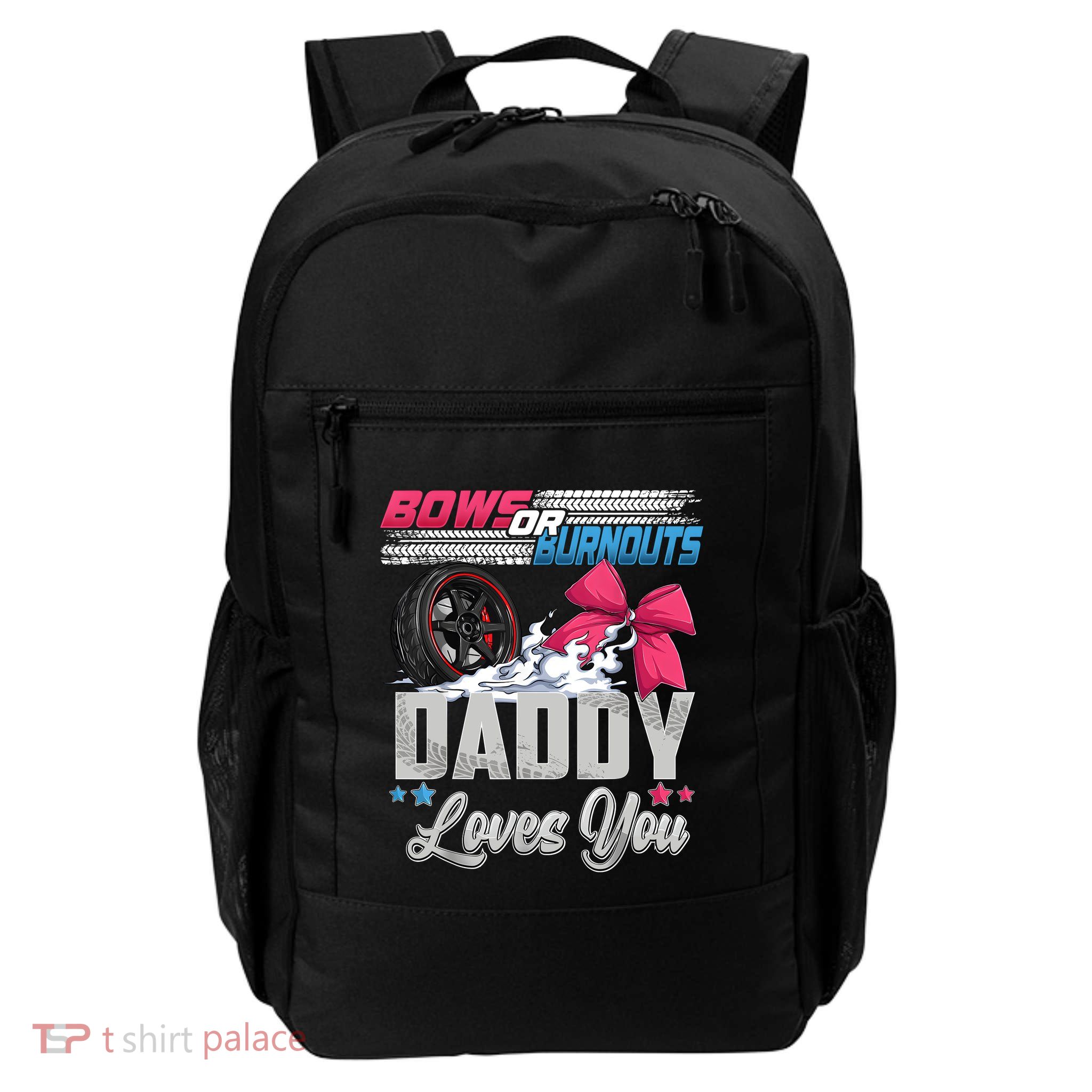 Burnouts Or Bows Gender Reveal Party Announcement Daddy Backpack