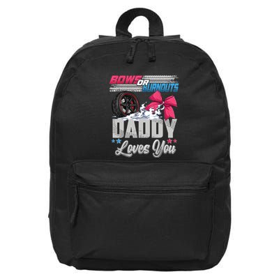 Burnouts Or Bows Gender Reveal Party Announcement Daddy 16 in Basic Backpack