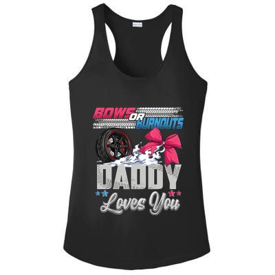 Burnouts Or Bows Gender Reveal Party Announcement Daddy Ladies PosiCharge Competitor Racerback Tank