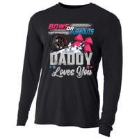 Burnouts Or Bows Gender Reveal Party Announcement Daddy Cooling Performance Long Sleeve Crew