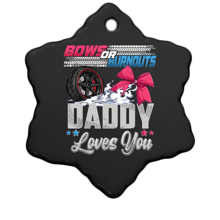 Burnouts Or Bows Gender Reveal Party Announcement Daddy Ceramic Star Ornament