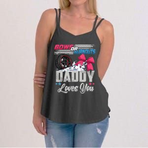 Burnouts Or Bows Gender Reveal Party Announcement Daddy Women's Strappy Tank