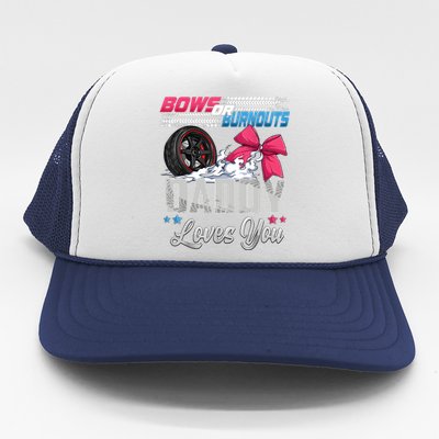 Burnouts Or Bows Gender Reveal Party Announcement Daddy Trucker Hat