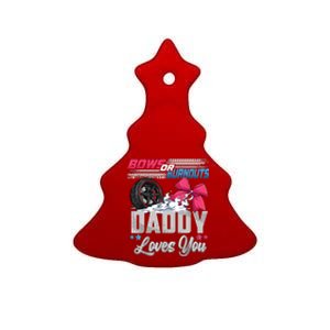 Burnouts Or Bows Gender Reveal Party Announcement Daddy Ceramic Tree Ornament