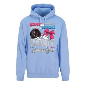 Burnouts Or Bows Gender Reveal Party Announcement Daddy Unisex Surf Hoodie