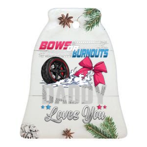 Burnouts Or Bows Gender Reveal Party Announcement Daddy Ceramic Bell Ornament