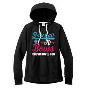 Baseball Or Bows Cousin Loves You Funny Gender Reveal Kids Women's Fleece Hoodie