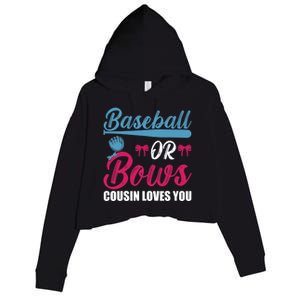 Baseball Or Bows Cousin Loves You Funny Gender Reveal Kids Crop Fleece Hoodie