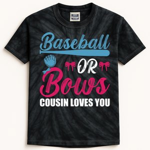 Baseball Or Bows Cousin Loves You Funny Gender Reveal Kids Kids Tie-Dye T-Shirt